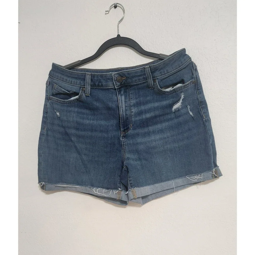 Sonoma womans High Rise Raw Hem Blue Jean Denim Shorts Medium Wash SIZE 12